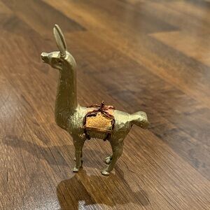 Vintage Brass Llama Alpaca Figurine with Saddle